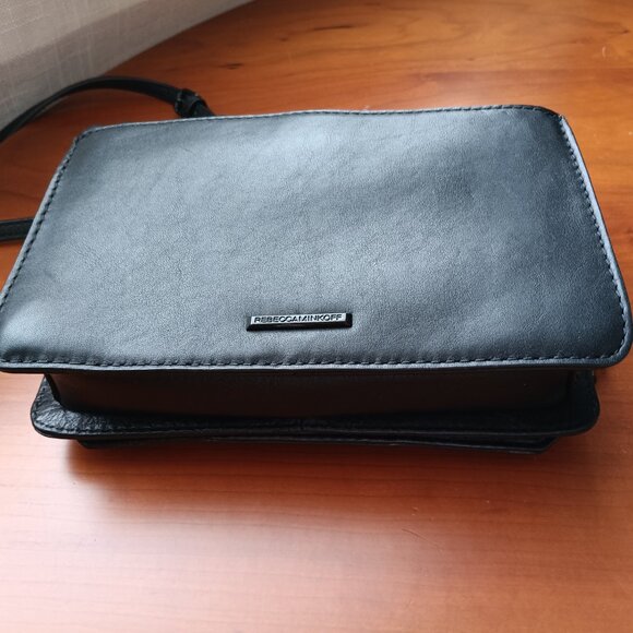 Rebecca Minkoff Chevron Embossed Small Black Leather Shoulder Bag - Picture 6 of 9